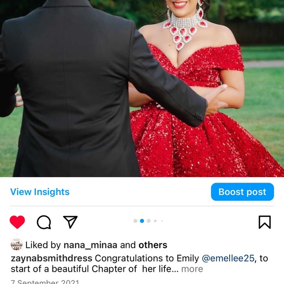 Red Sequin Heavy Lacrosse Back Ball Gown Wedding Dress - Picture 6 of 12